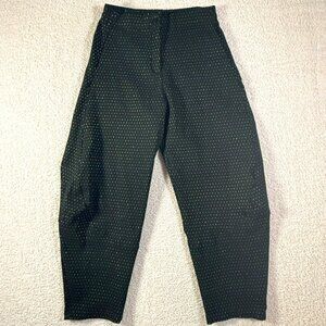Ruti Womens Wide-ish Barrel Leg Pants Black Polka Dot Office Lagenlook Sz 2 US 8
